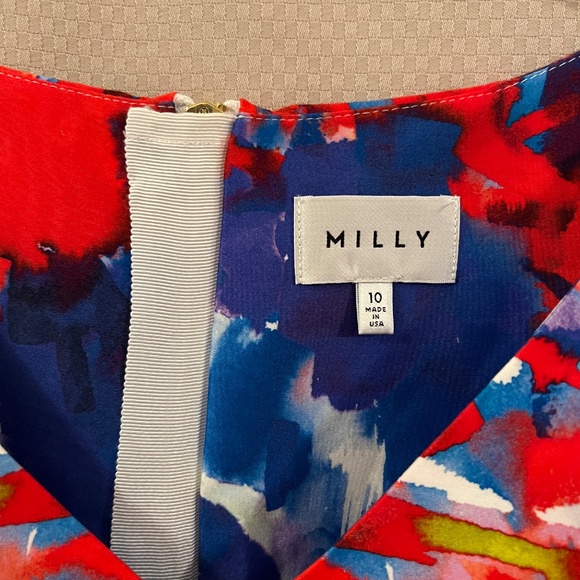 Milly Multi Primary Color Print Fitted Sheath Dress Sz10 - Picture 16 of 16